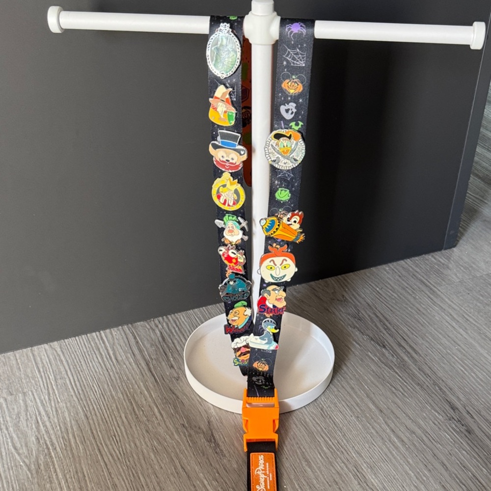 Disney Parks Halloween Lanyard with 14 Pins - Hatbox Ghost, Muppets, etc